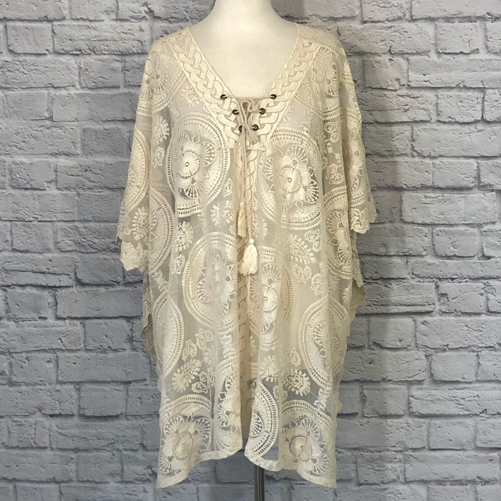 Umgee | Lace Front Tie Tassels Festival Coverup